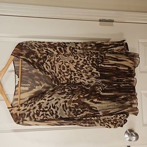 CaBi Longsleeve silk animal print blouse size Small